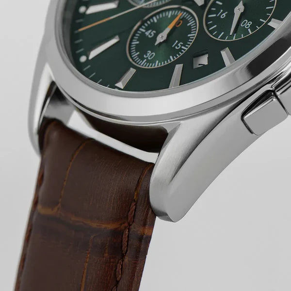 Luxury Leather Strap Stainless Steel Watch...